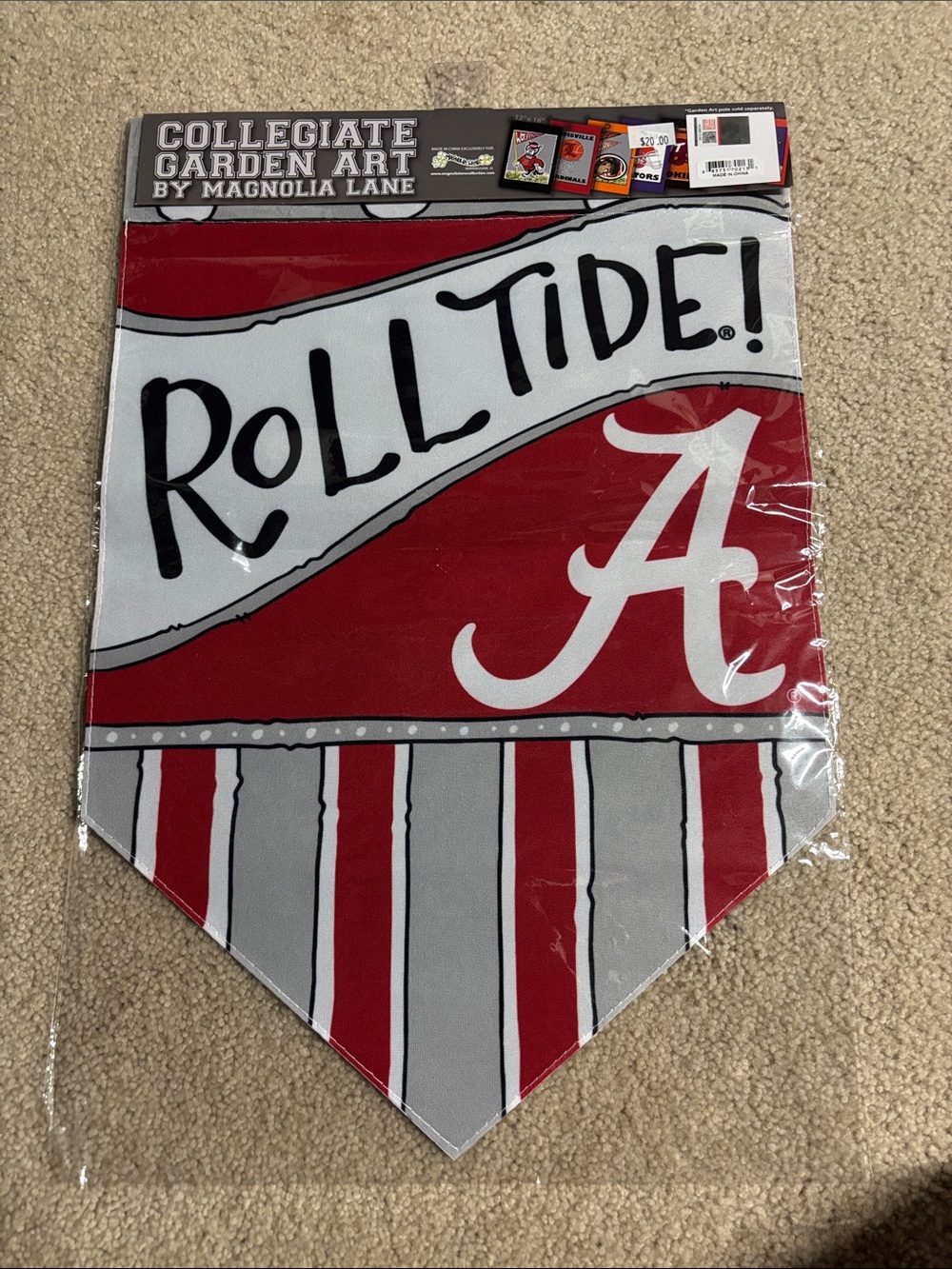 Magnolia Lane Collegiate 'Roll Tide' Garden Flag - Crimson and Gray